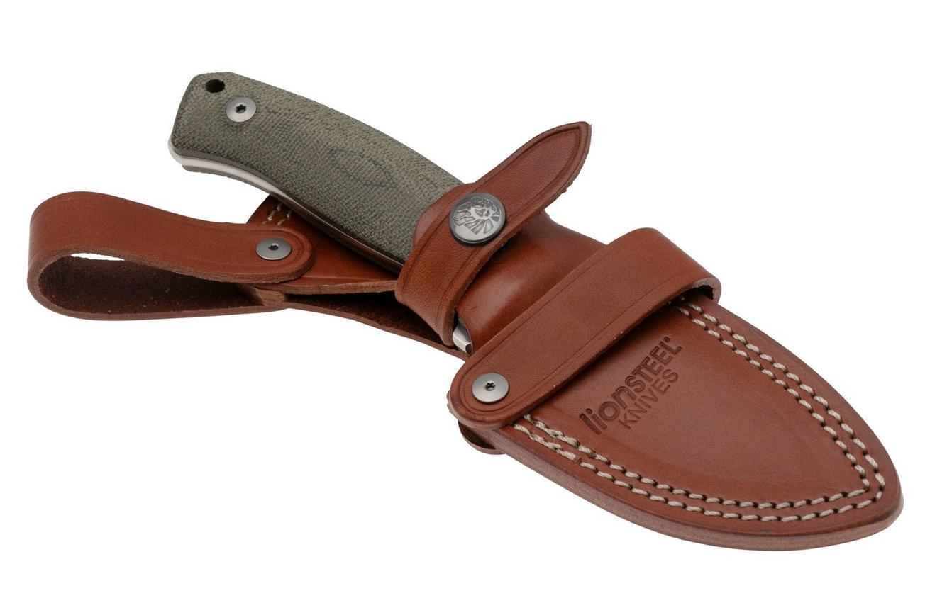 LionSteel M2M CVG Green Canvas Micarta vaststaand mes