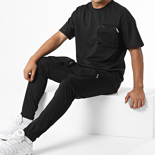 Ensemble Tee Shirt Et Pantalon Cargo Podo Noir