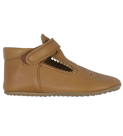 Pom Pom Ballerina Hausschuhe - T-Bar - Camel