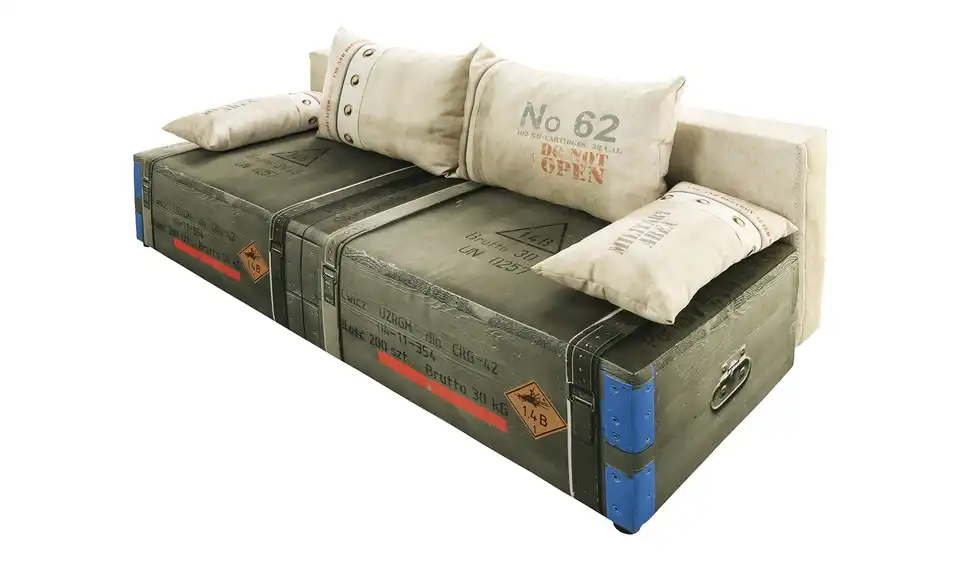Schlafsofa Mural Military Grün, Beige, mehrfarbig Grundfunktion