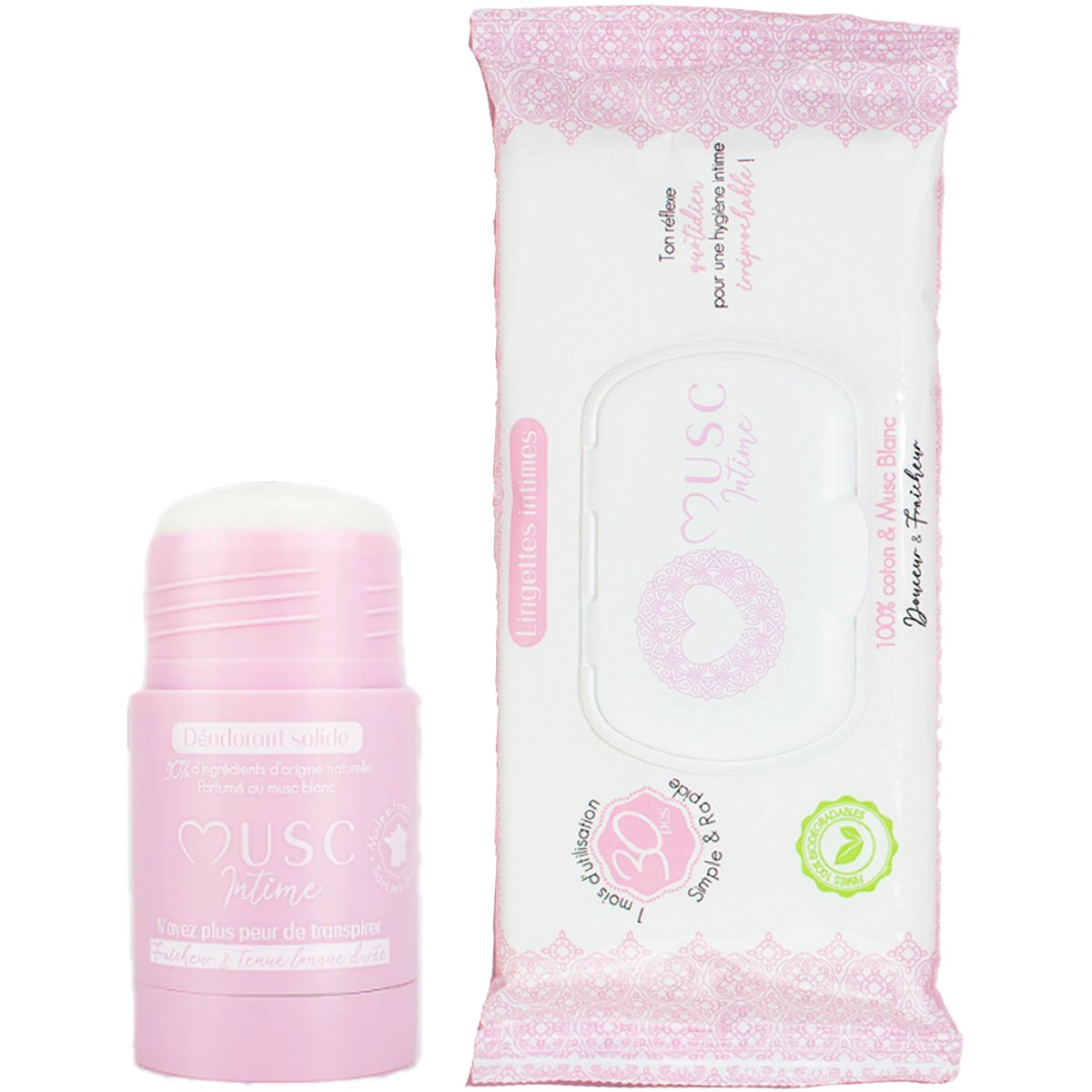 Déodorant naturel & lingettes intimes - L'Irrésistible - Musc blanc