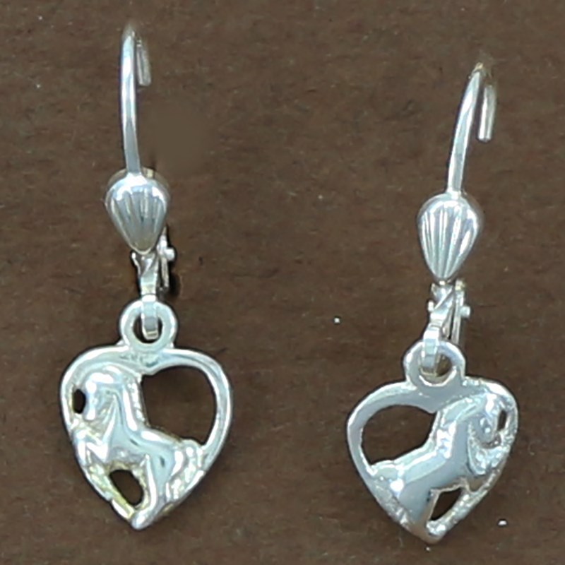 Dormeuses coeur et cheval - Argent massif