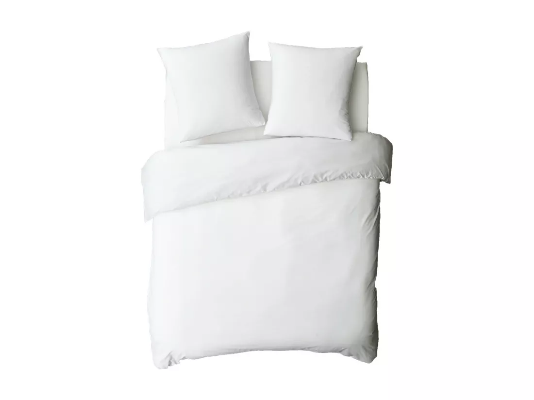 Drap housse en coton 57 fils uni bonnet 25cm blanc 180x200cm