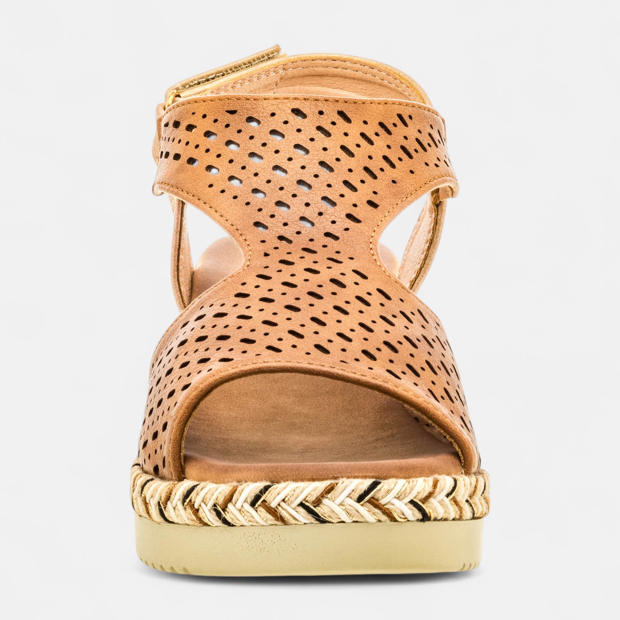 Sandales à talon compensé Femme cognac