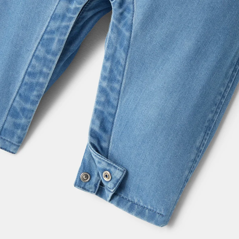 Salopette chambray bleu bébé mixte Bleu