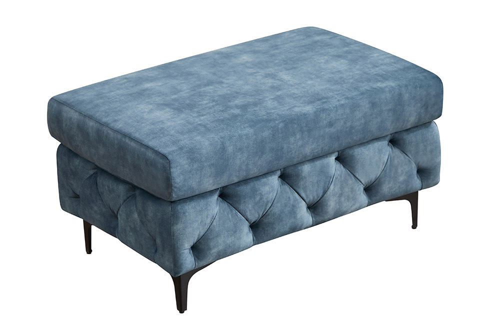 Chesterfield Sitzhocker MODERN BAROCK 95cm petrol Samt Fußhocker