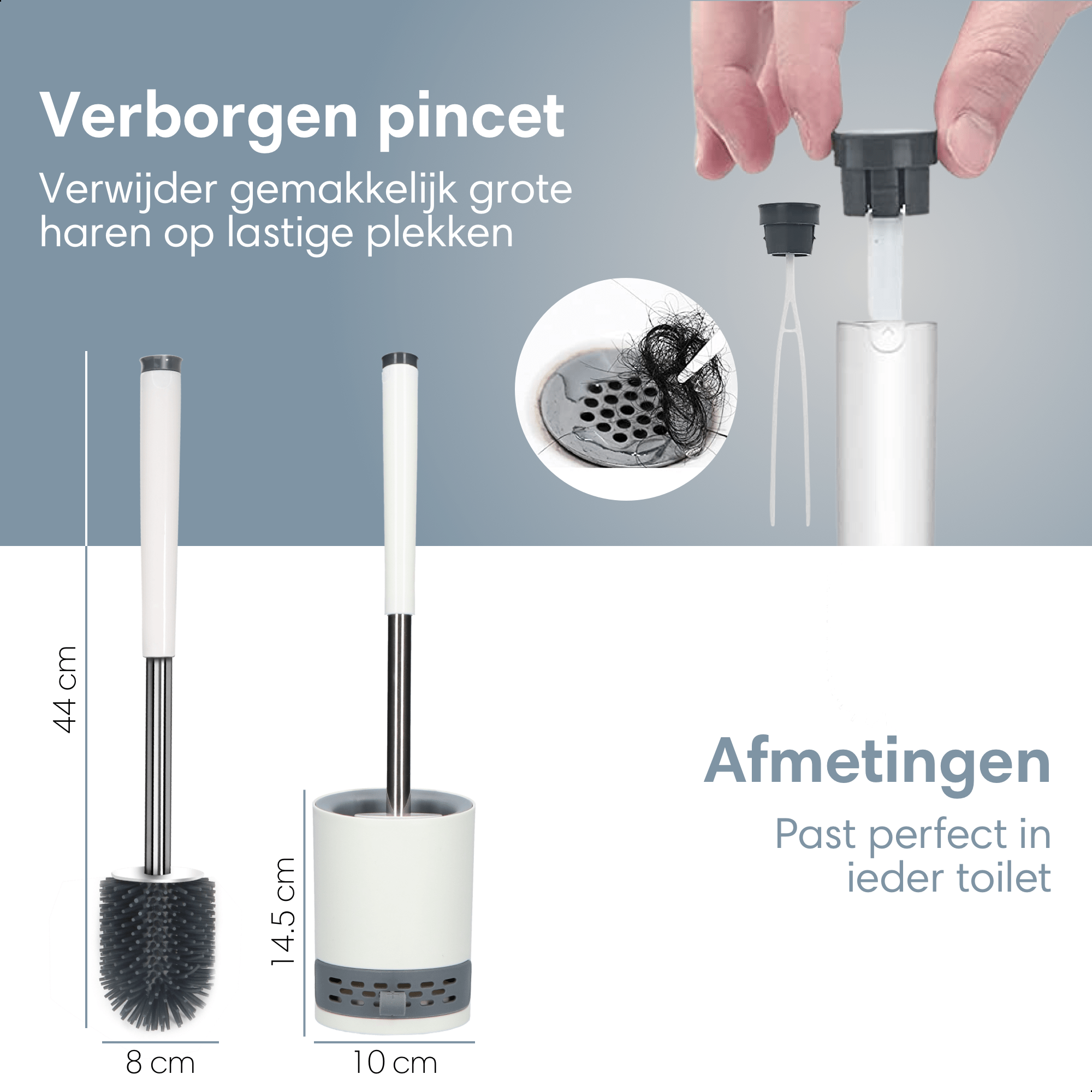 2BEHOME Wc borstel met houder - White