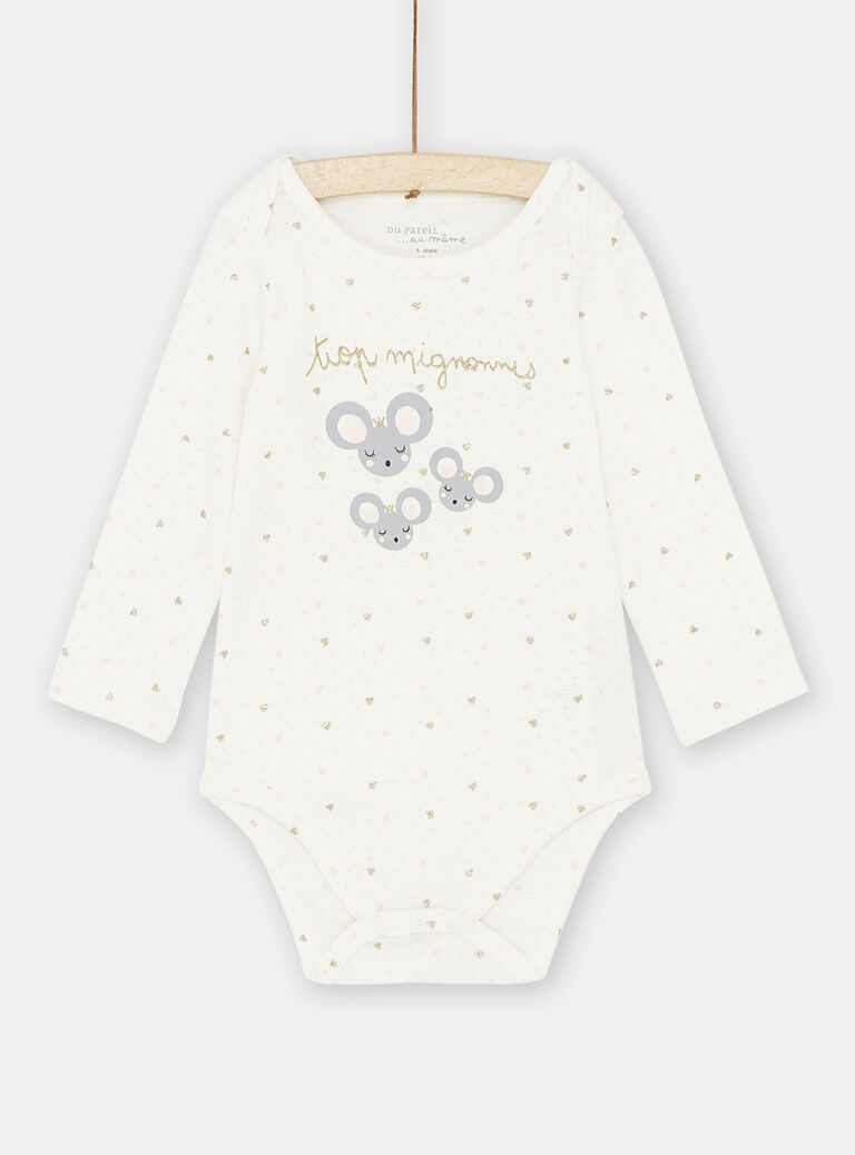 Body écru à motifs souris bébé fille