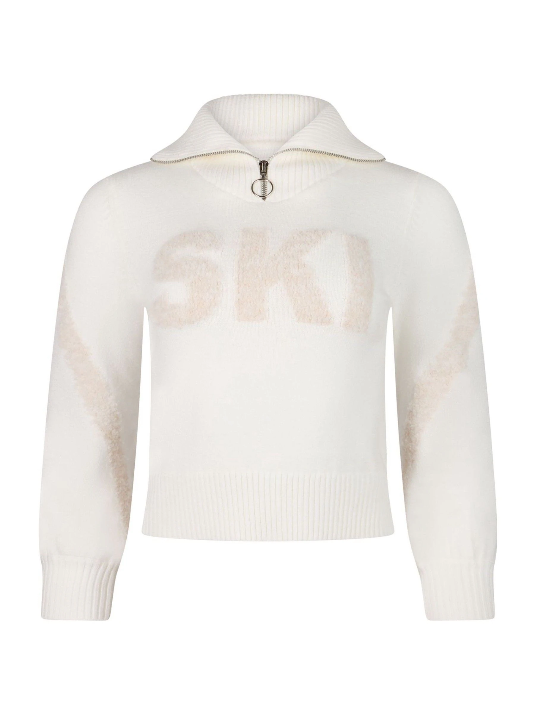 The Little Tailor Kids Crème Zip Neck Relaxed Fit Ski Kerstmis Trui