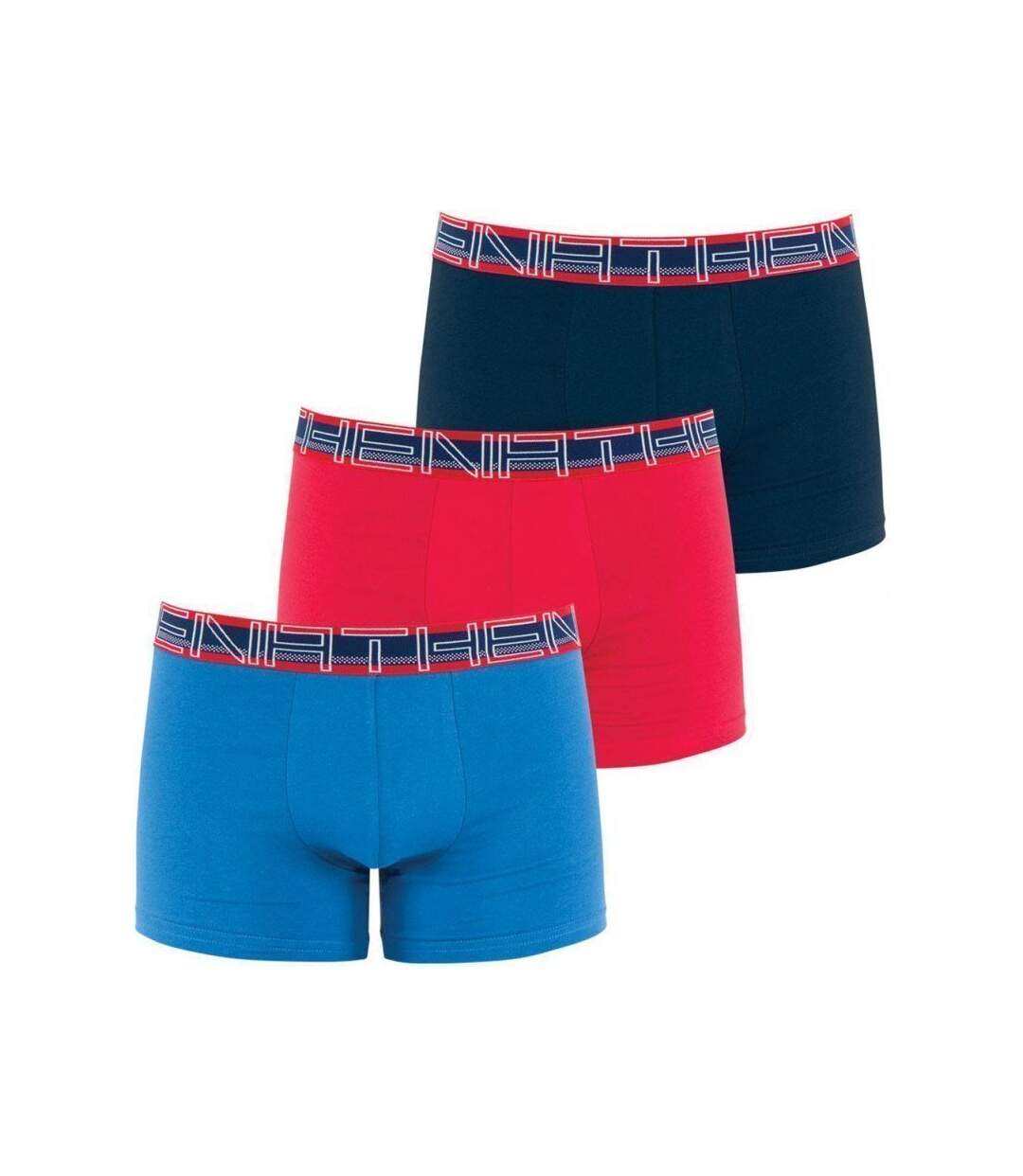 ATHENA Lot de 3 Boxers Homme Coton FULLSTRETCH Bleu Rouge Marine