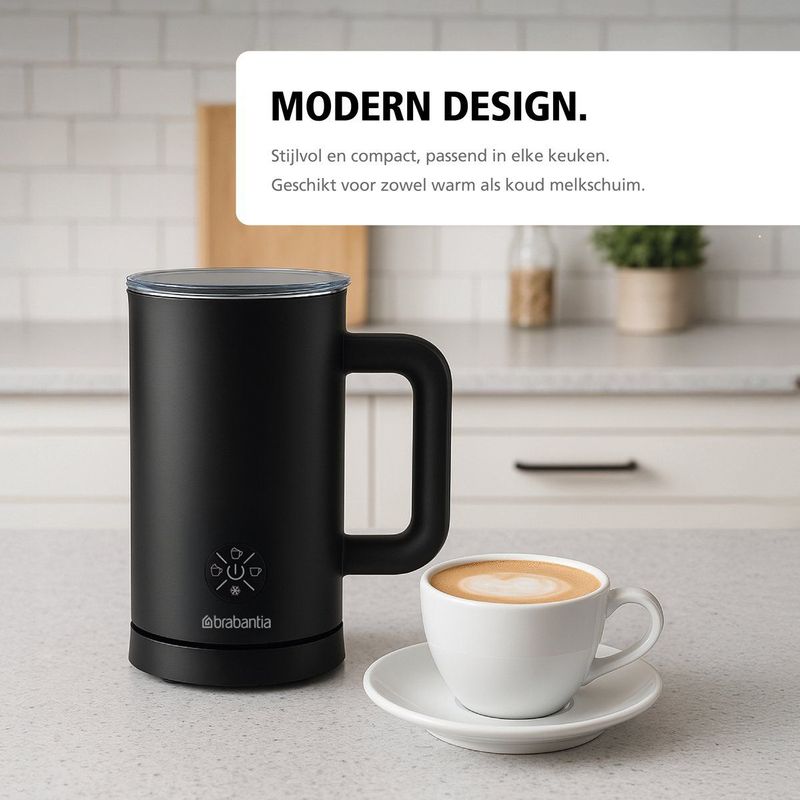 Brabantia - BBEK1048 - Elektrische Melkopschuimer - Zwart - 300 ml
