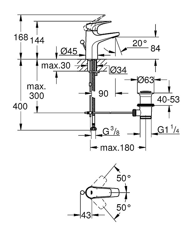 Mitigeur de lavabo chromé Start Flow S Grohe