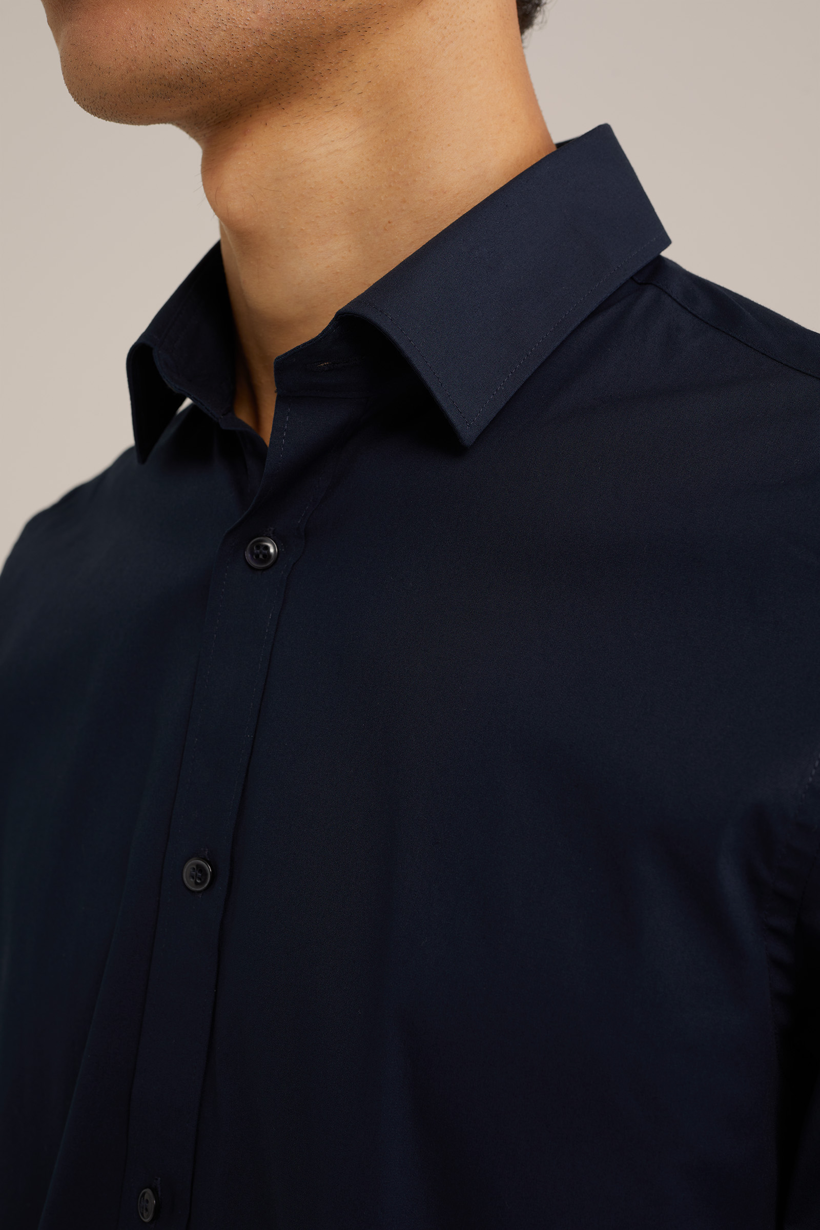 anti-odour overhemd met stretch Fundamentals Donkerblauw