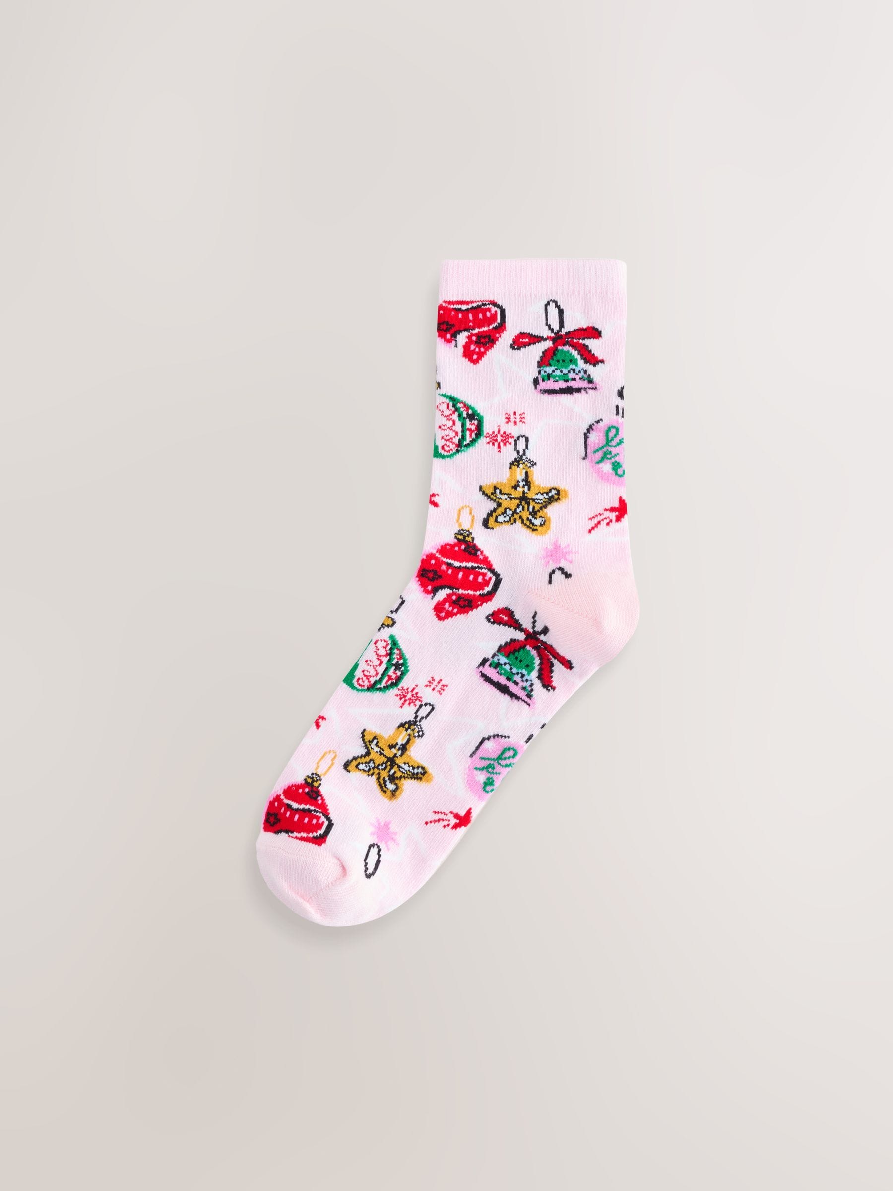 Roze kerstbal - Set van 4 paar enkelsokken