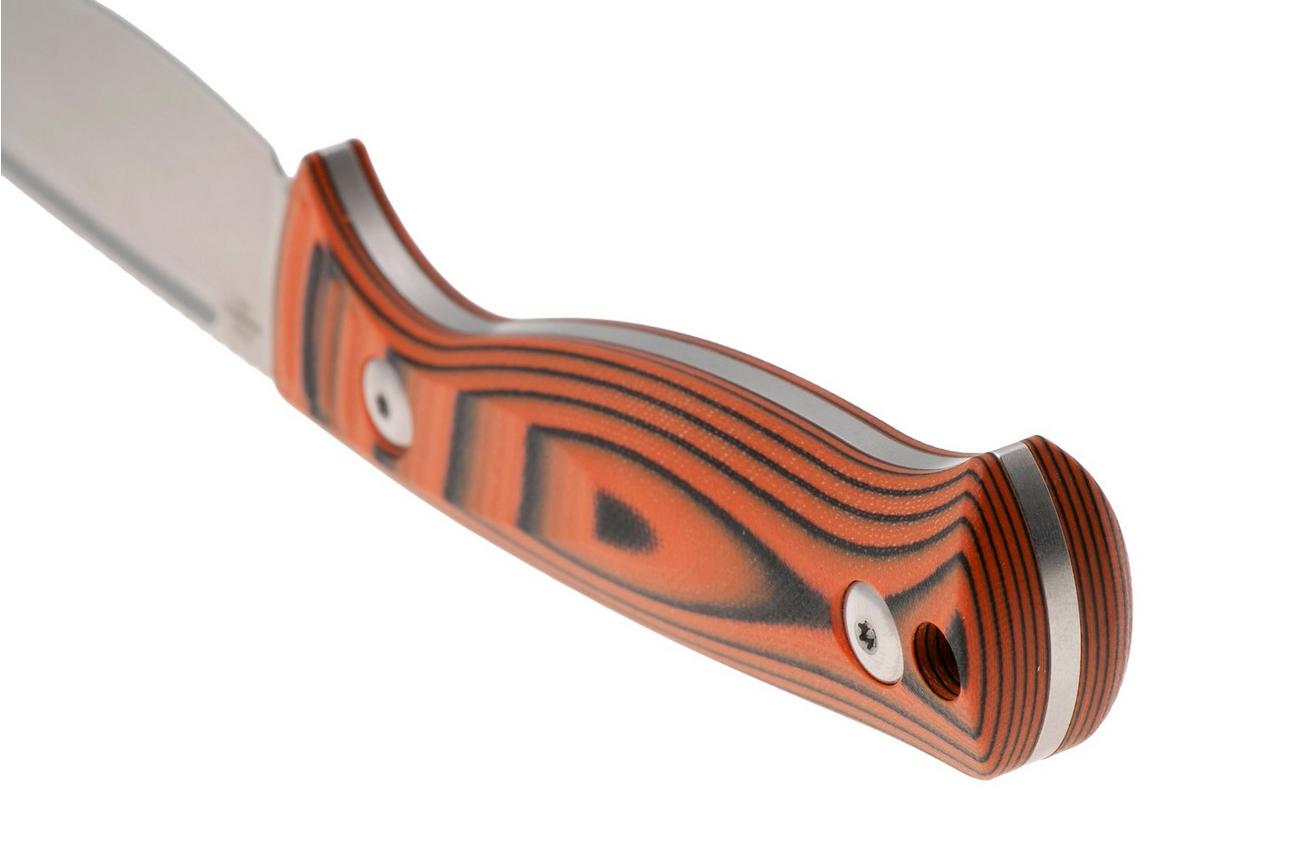 Kizer Vanguard Evenki 2, 1098A1 Stonewashed AEB-L, Orange Black G10, vaststaand mes, Azo design