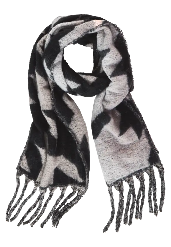 Cosy Schal mit Fransen - Black
