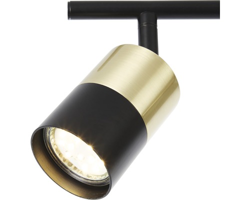 Plafondspot, 2-lichts, HxL 16,8x36 cm, geborsteld messing/zwart