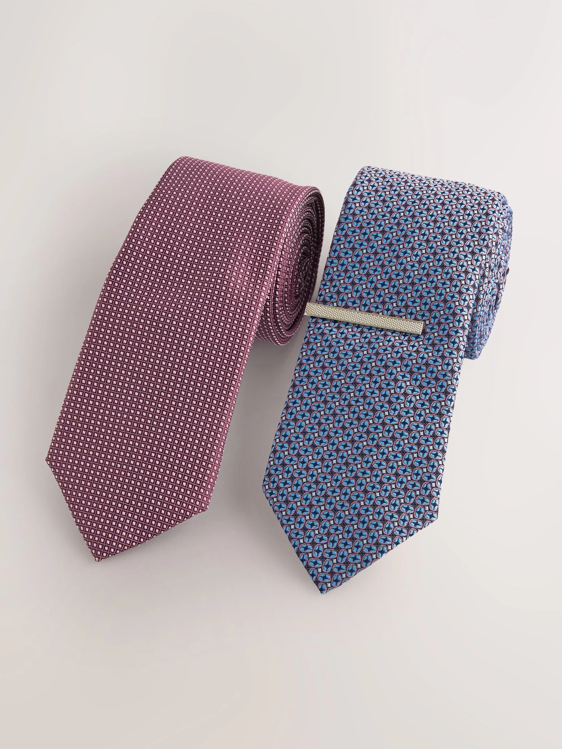 Lichtroze/Lichtblauw - Textured Clip Ties 2 Pack