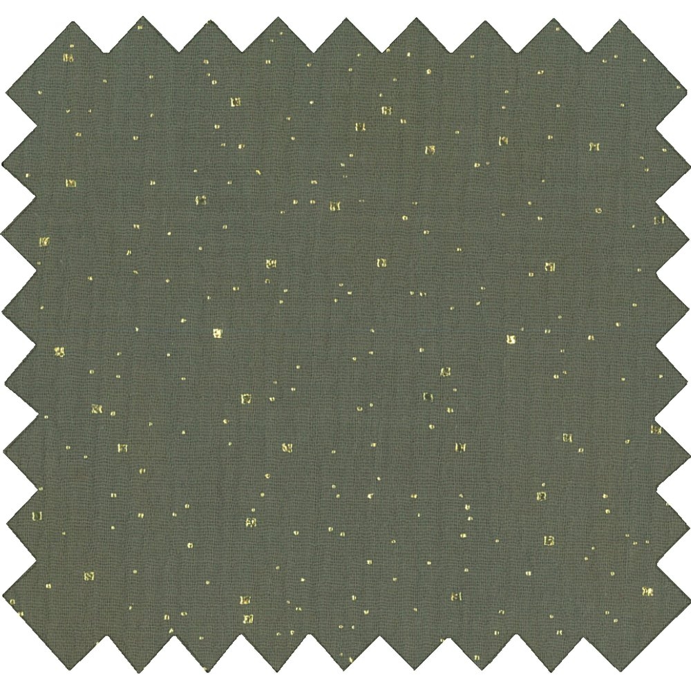 Tissu Gaze Pois Or Kaki