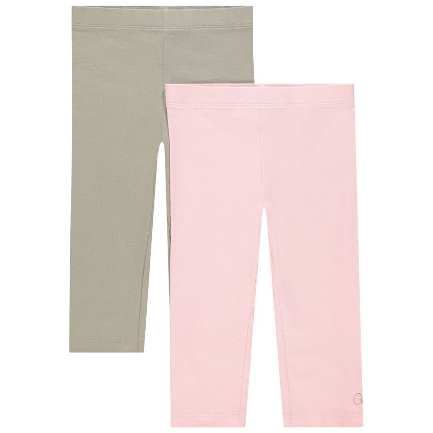 Lot de 2 leggings courts unis à logo printé - Vert