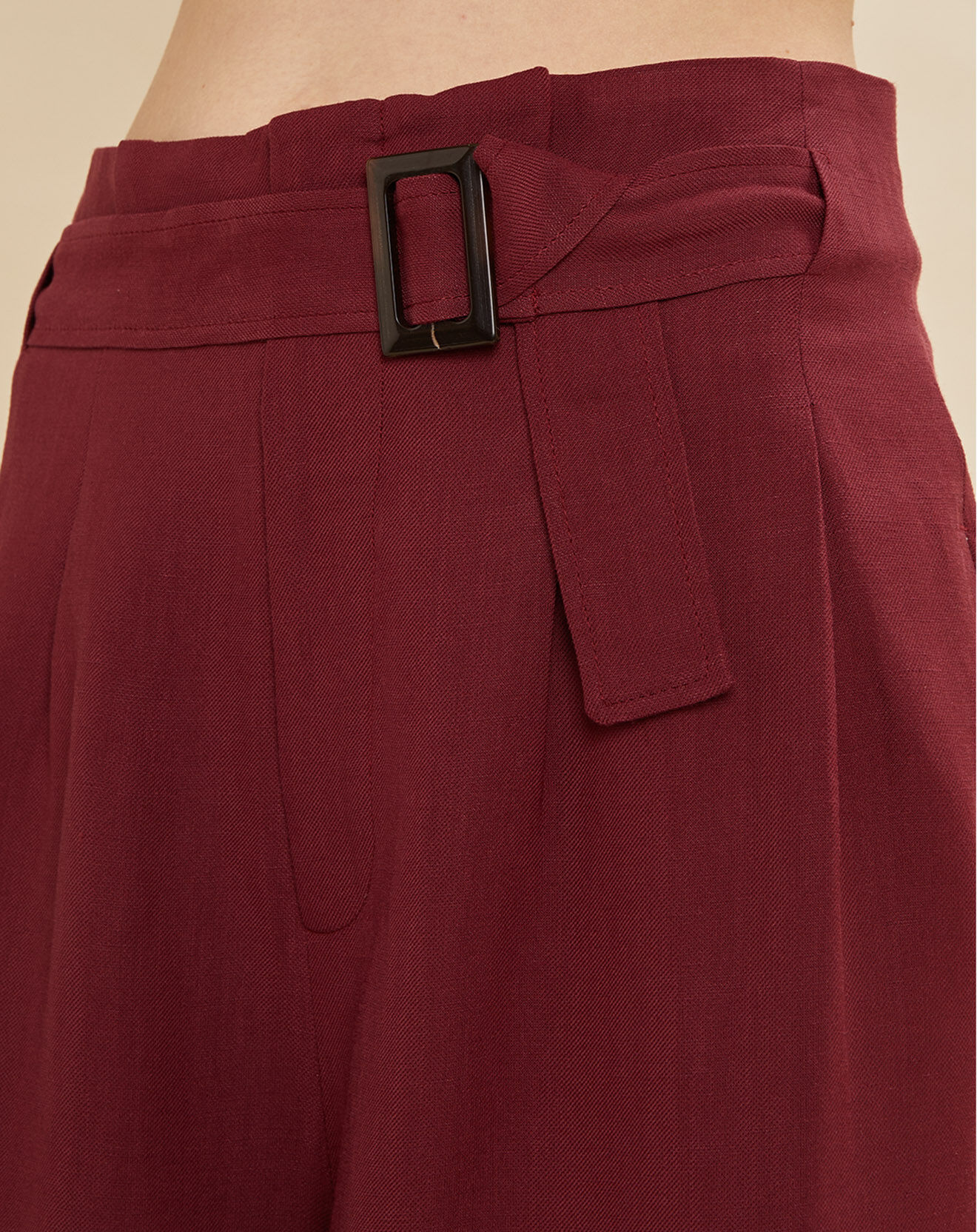 Chloé Stora Pantalon en Lin mélangé Raby bordeaux