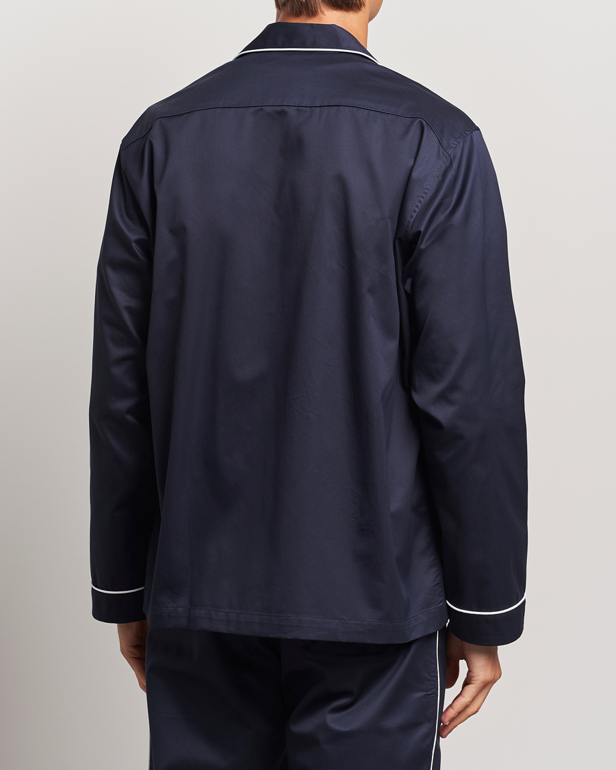 Tekla Sateen Pyjama Shirt Chelsea Navy
