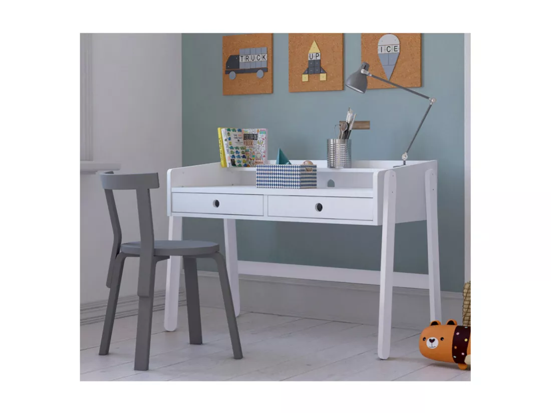 Bureau évolutif bois massif blanc MARTY