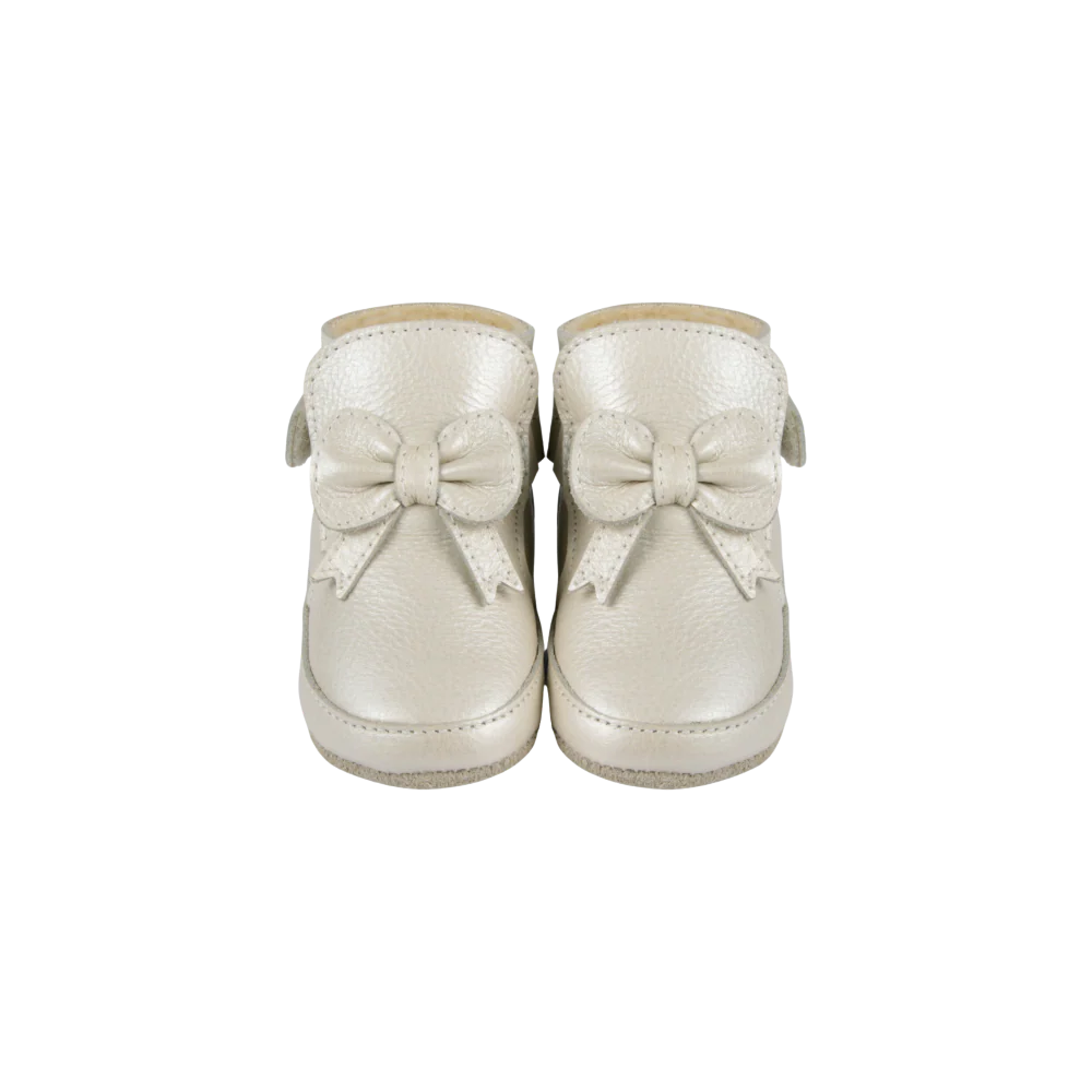 Cubow Booties | Off White Metallic Leather