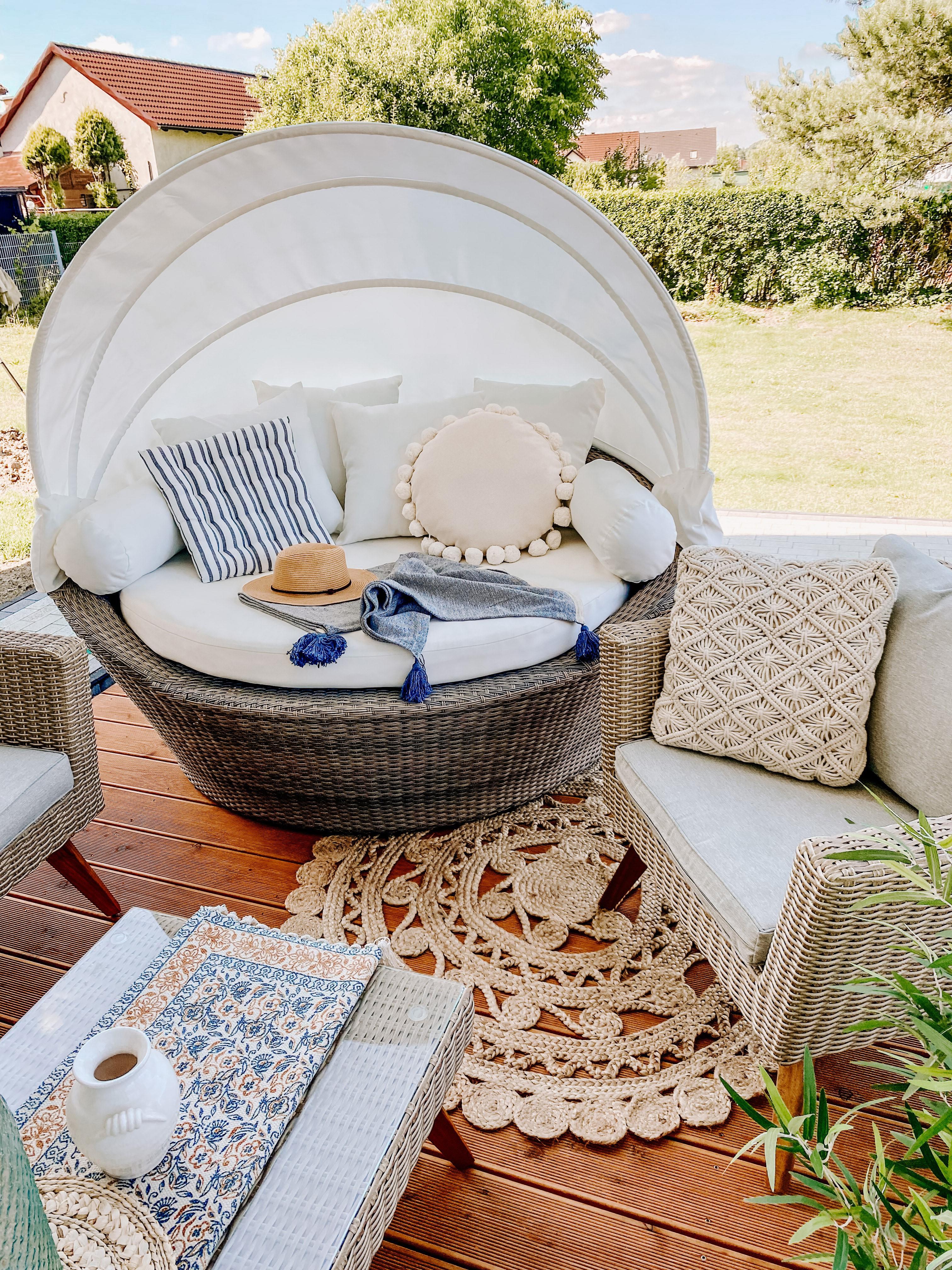 Loungeset met tafel 5-zits VITTORIA PE rotan Grijs