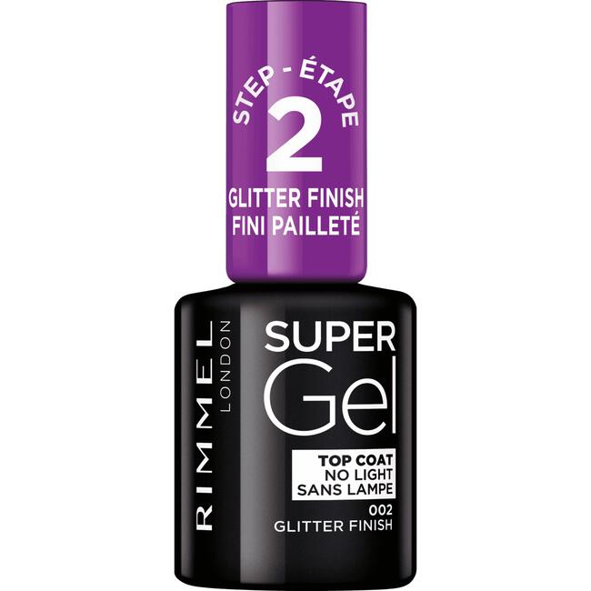 Rimmel SuperGel Top Coat Nail Polish Lacquer Top Coat Glitter Effect 002 12 ML