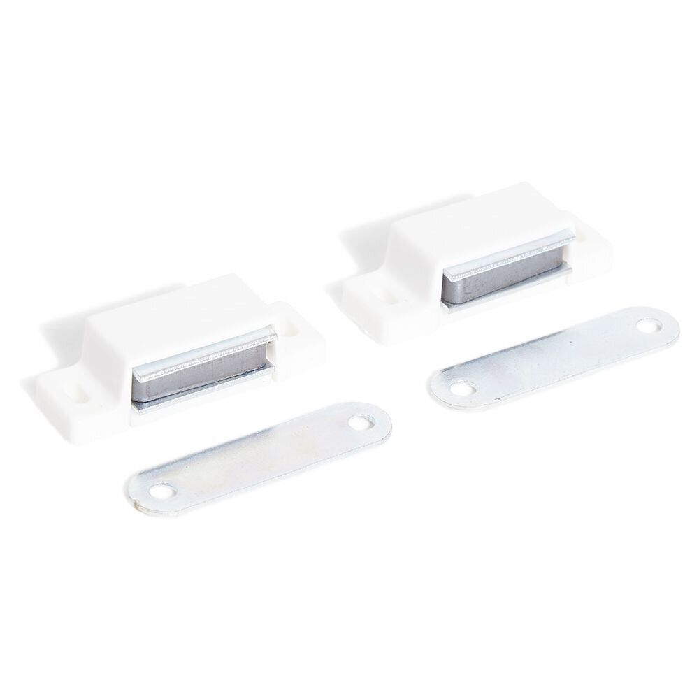 2 loqueteaux magnétiques plastique blanc - Force 3kg