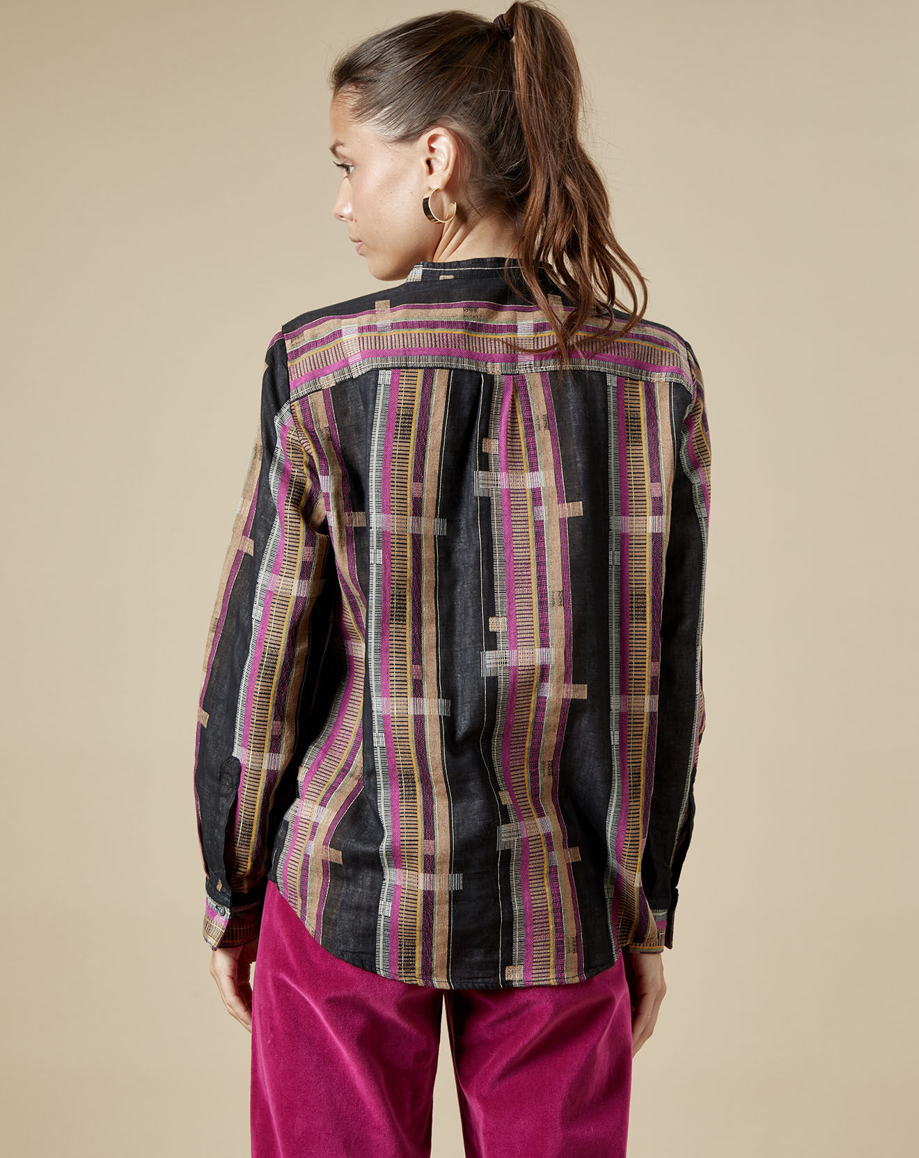 Hartford Blouse Codex noir/doré/fushia