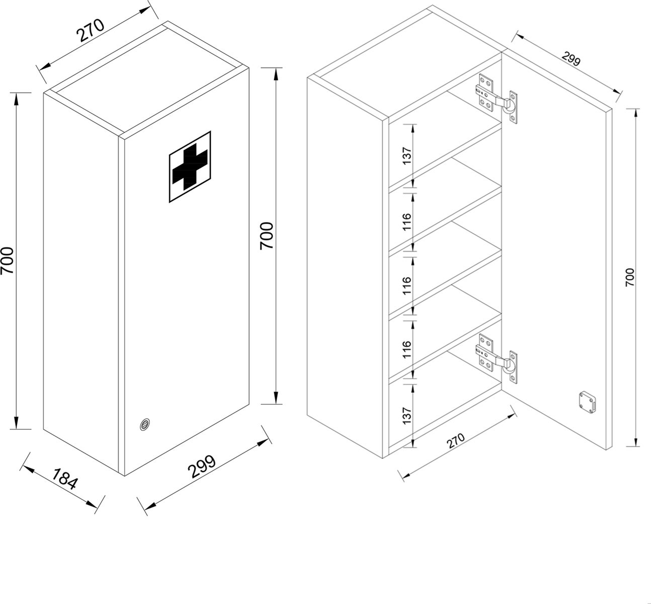 Medicijnkastje Medasa L wit