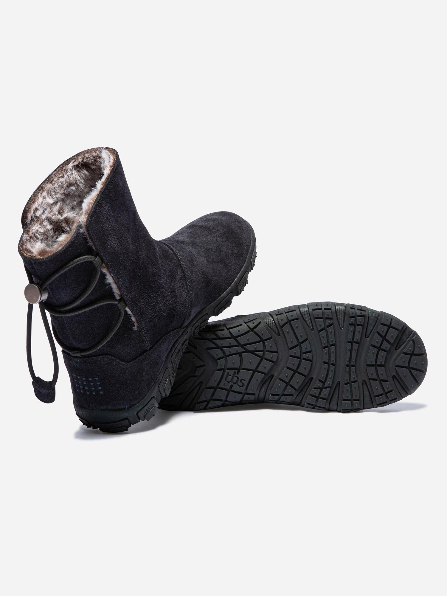 Boots Fourrées Femme Confort Cuir Marine