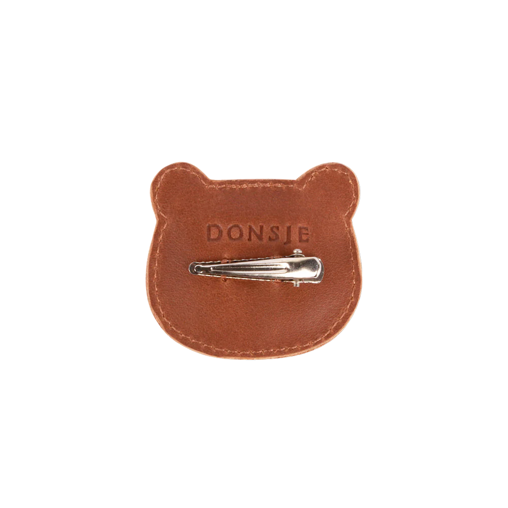Josy Classic Hairclip | Bear | Cognac Classic Leather