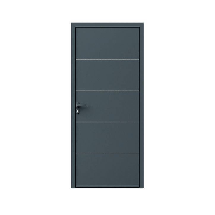 Porte d'entrée FORTIA alu gris RAL 7021 Cecina 96 x h.218 cm poussant droit
