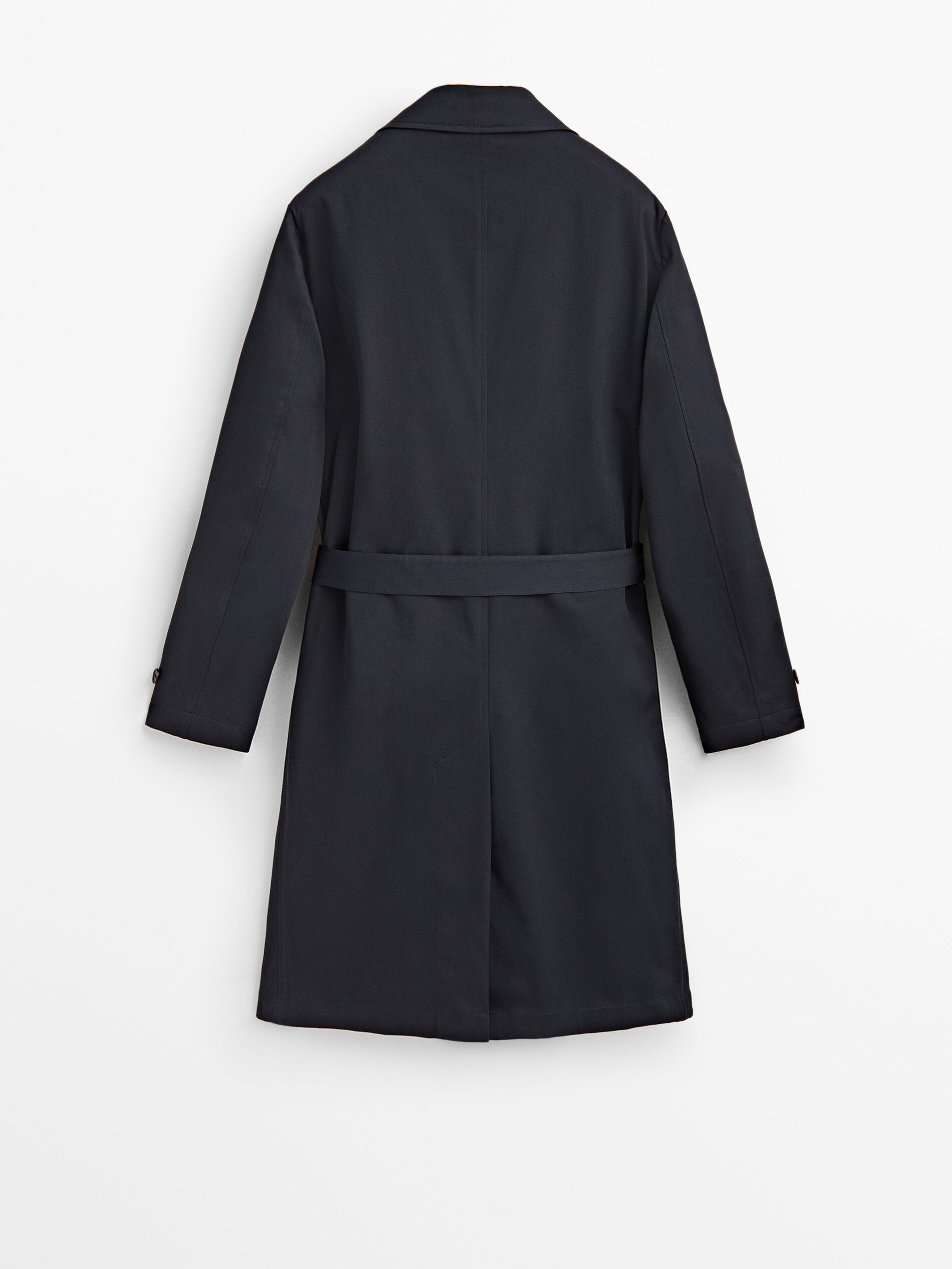 Chaqueta trench cruzada cinturón -Studio - AZUL MARINO