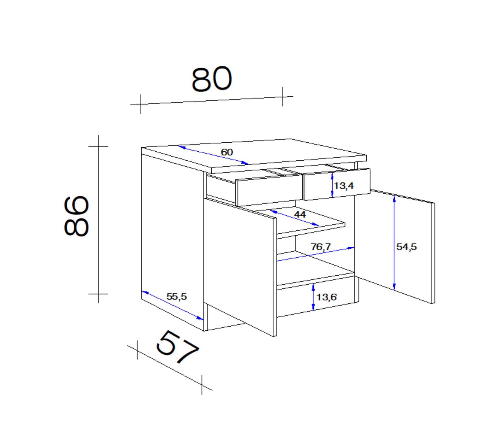 Eck-Unterschrank Neo Weiß 80cm