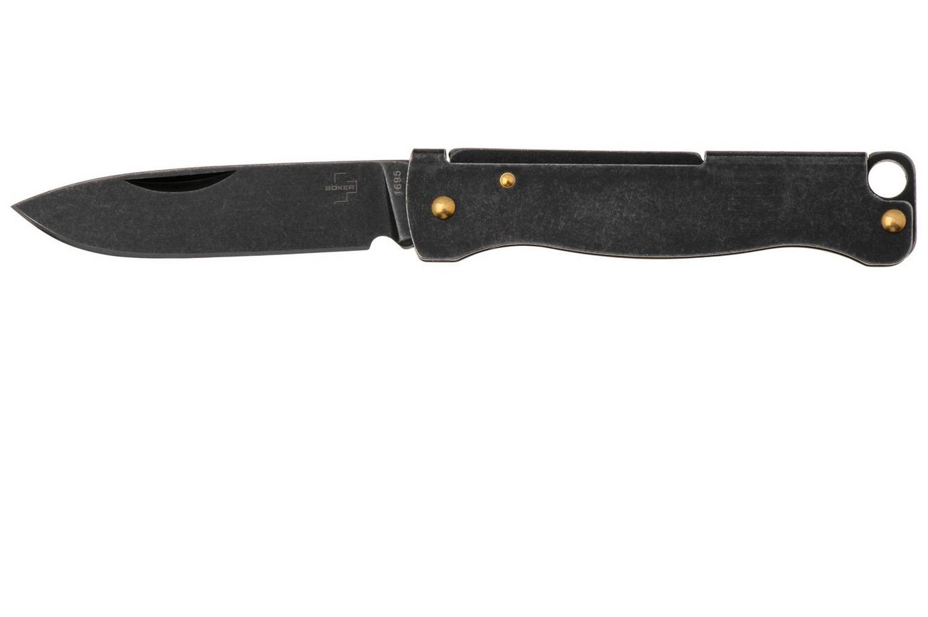 Böker Plus Atlas Mini 01BP0025 Blackwashed 12C27, Blackwashed Stainless, sleutelhangerzakmes