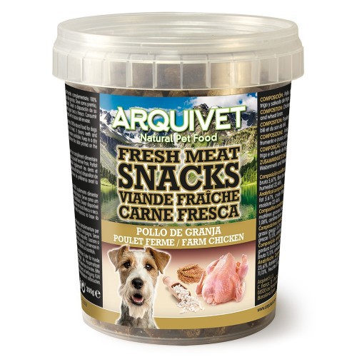 Sacos de carne fresca para cães, sabor frango.