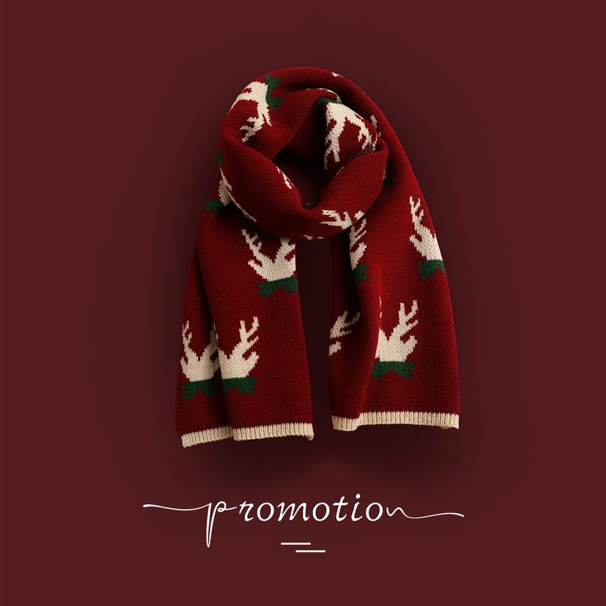 LANWO - Kerstpatroon gebreide sjaal