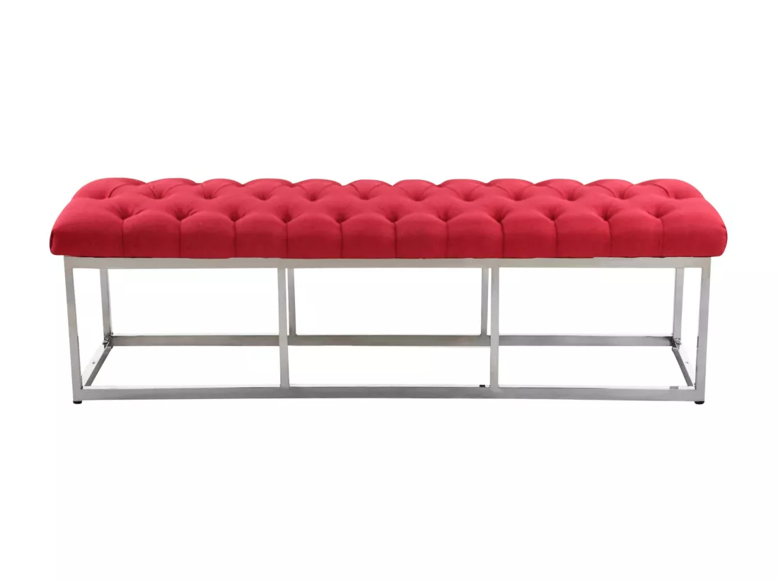 Banquette - Tissu & Acier inoxydable - Rouge - Amun