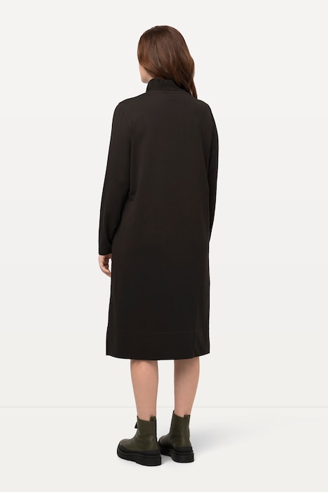 Sweatkleid, Midikleid, Stehkragen, Langarm, Biobaumwolle