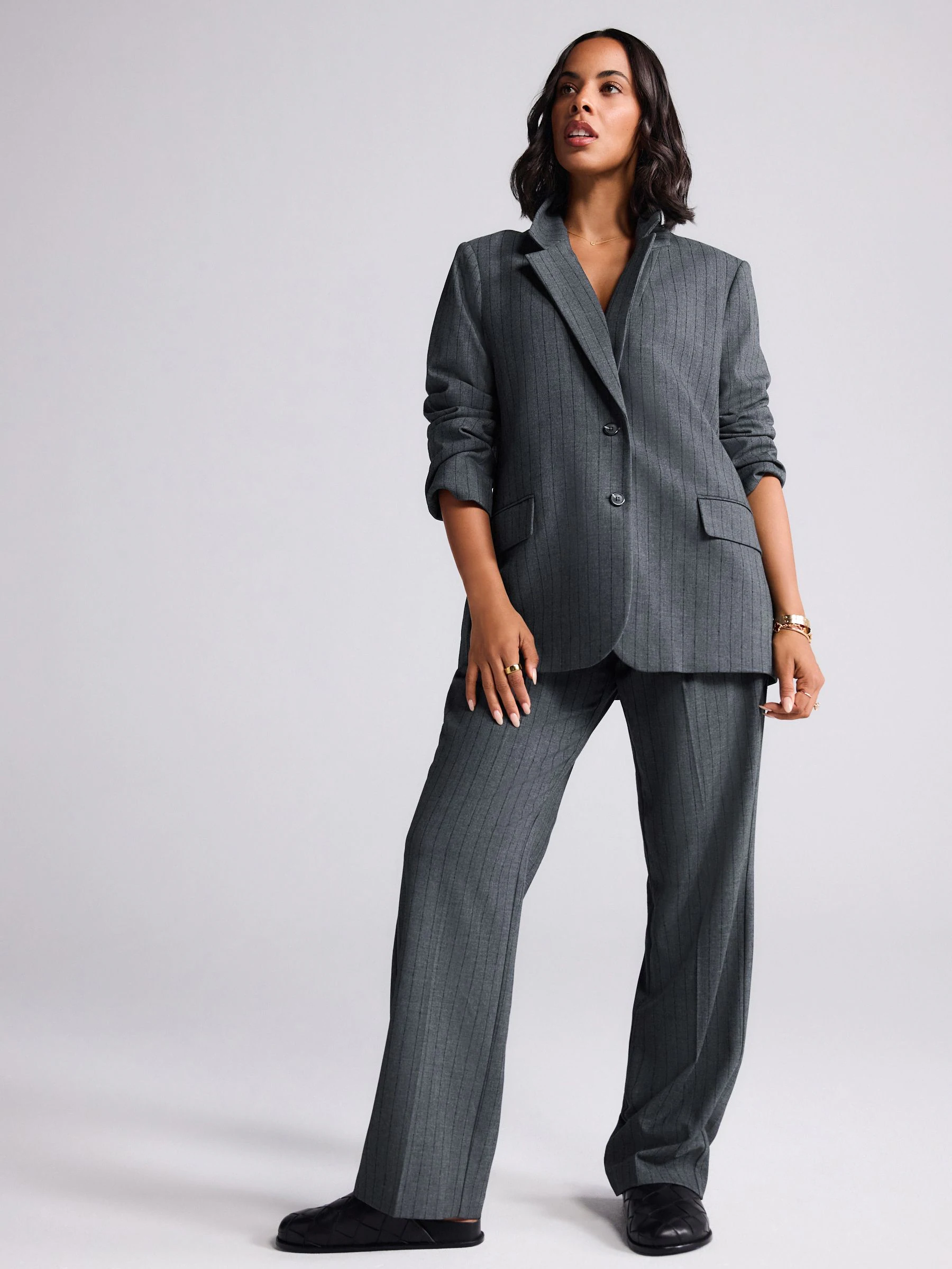 Grijs - Strepen Single breasted Blazer