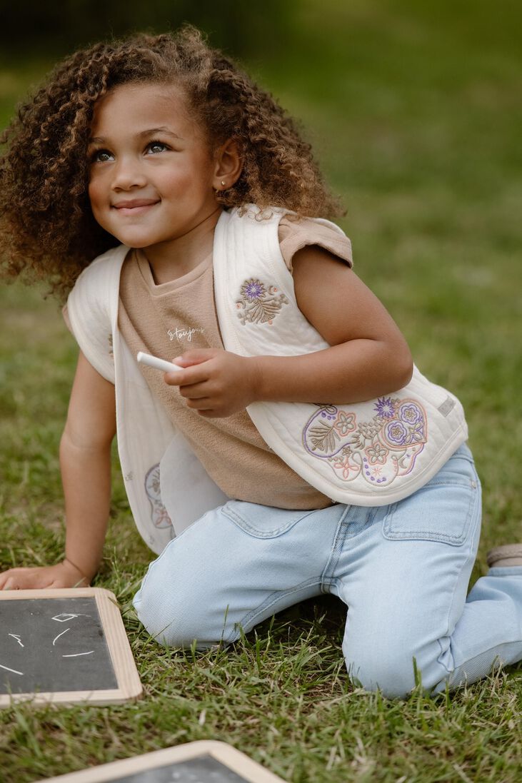 DAILY7 gebroken wit daily7 gilet padded embroidery gilet
