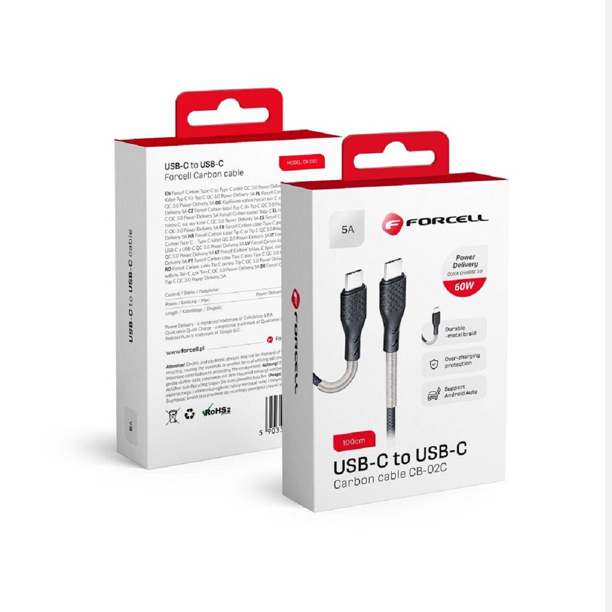 Carbon Ladekabel Typ C auf Typ C 3.0 QC Power Delivery PD 60