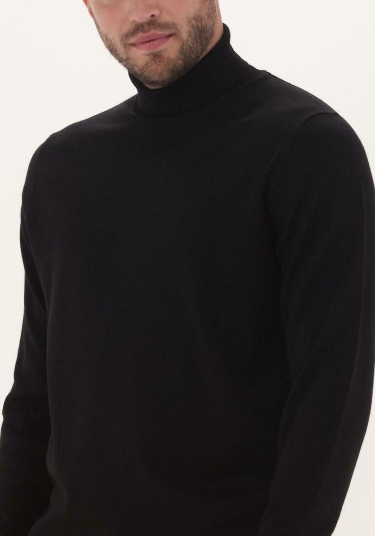 SELECTED HOMME zwarte selected homme coltrui town merino coolmax knit roll b