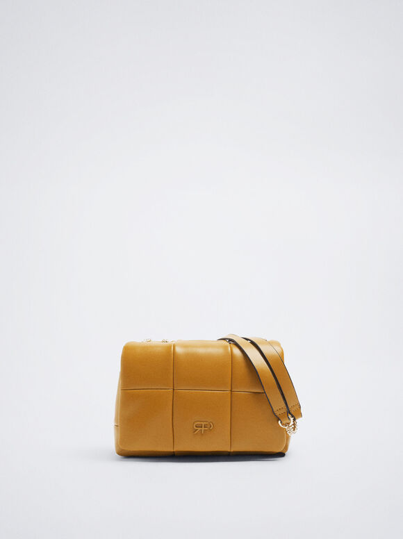 Bolsa de ombro acolchoada com corrente - Laranja