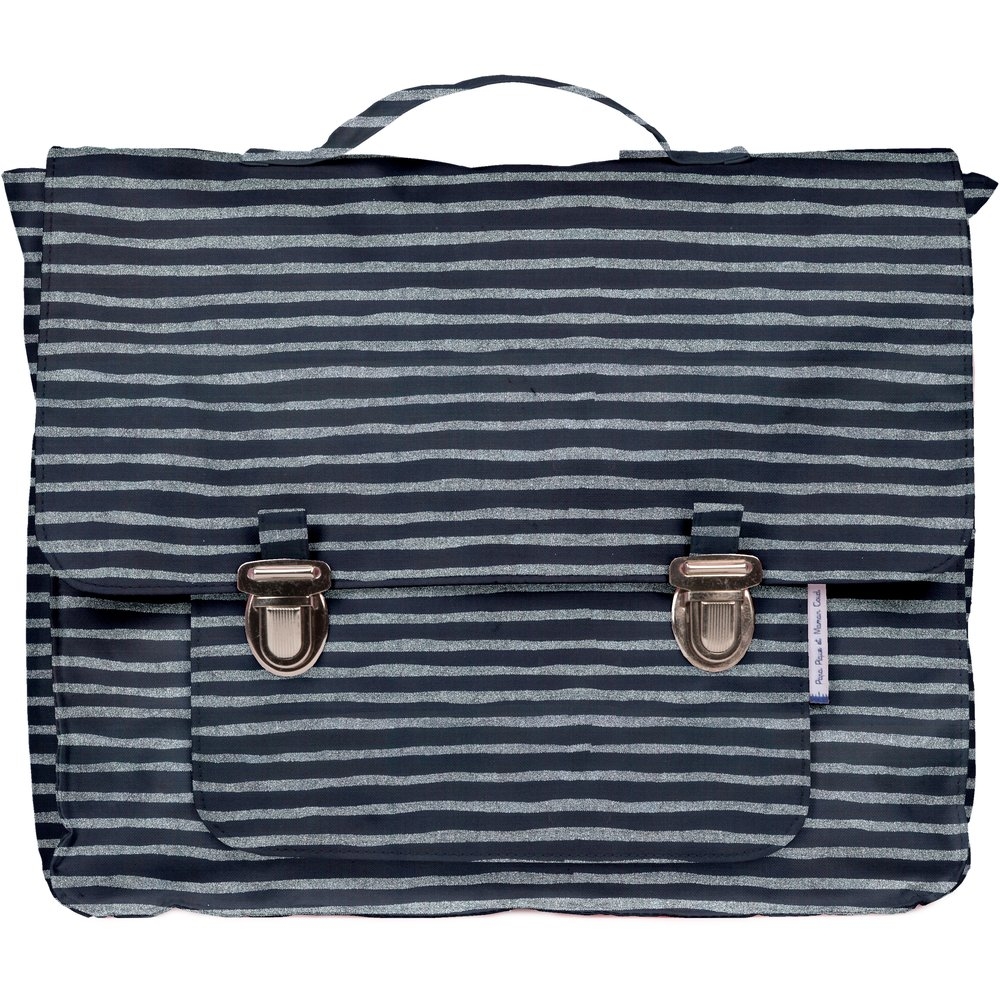Cartable Rayé Argent Marine