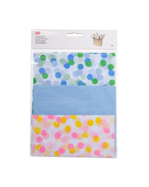 3 feuilles papier de soie 70x50 pois